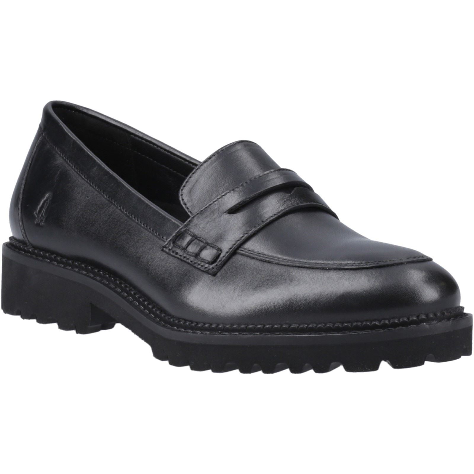 Hush Puppies Grazia Chaussures Plates Noires Pour Filles En Cuir