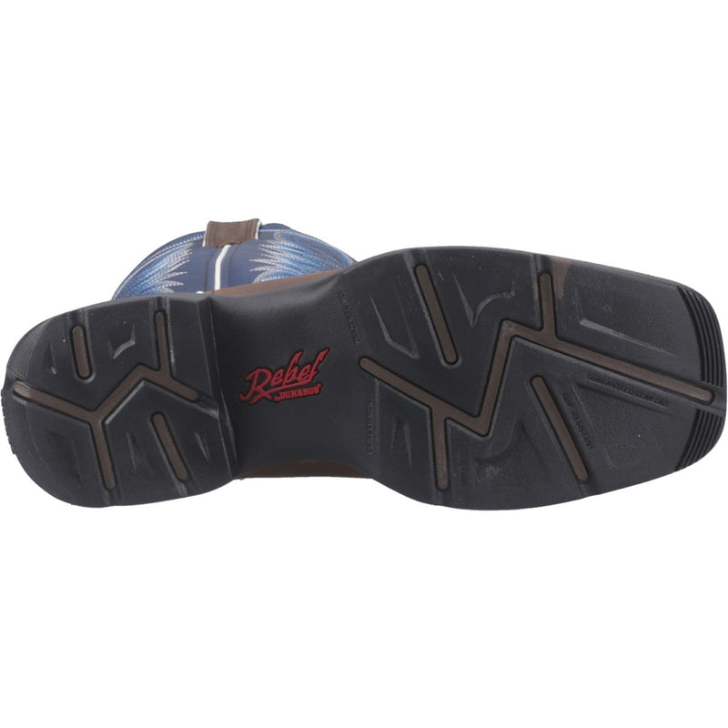 Durango Rebel Chaussures En Cuir Pour Homme Marron Selle/Bleu Denim