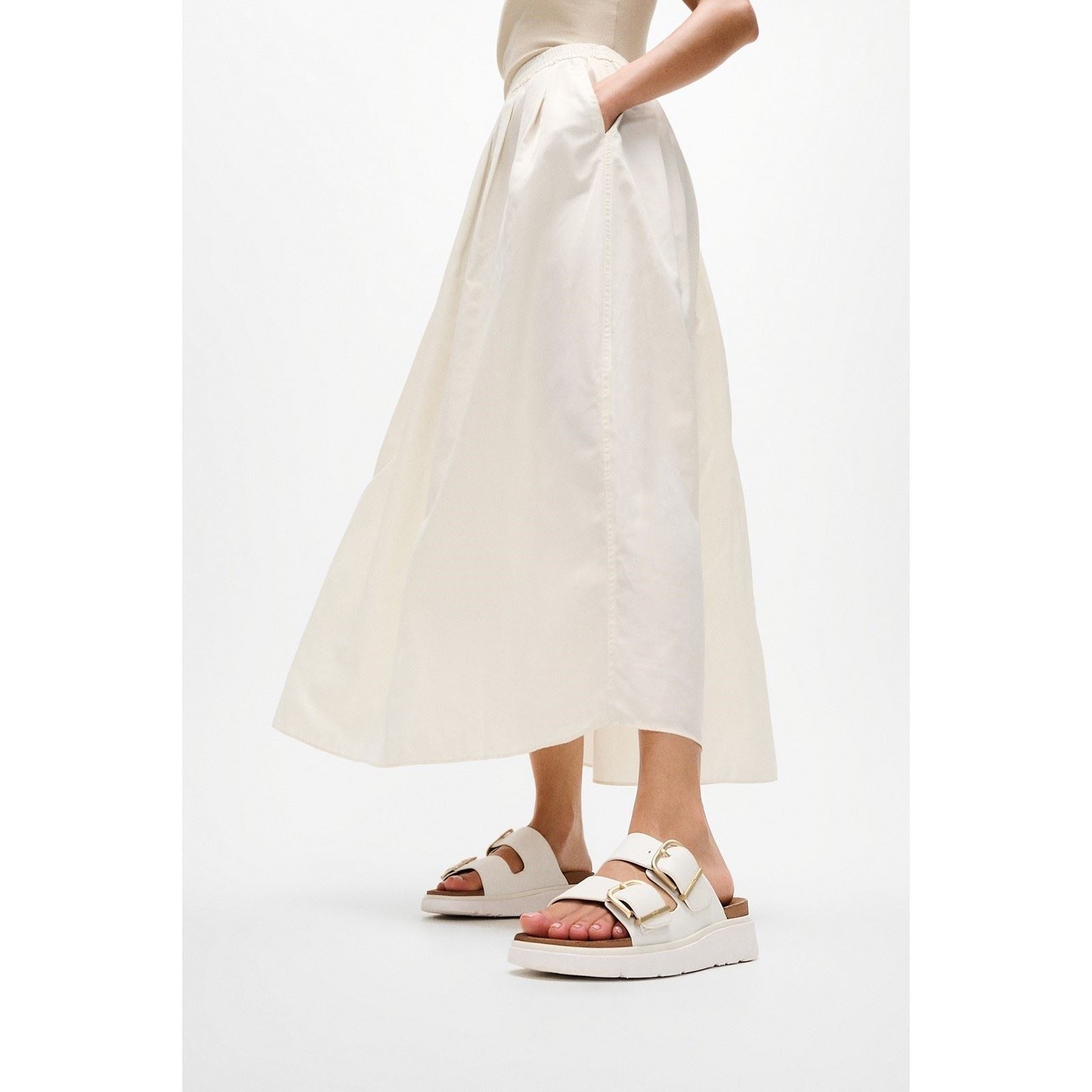 Fitflop Gen-FF Two-Bar Sandales Blanches Urbaines En Cuir Pour Femmes