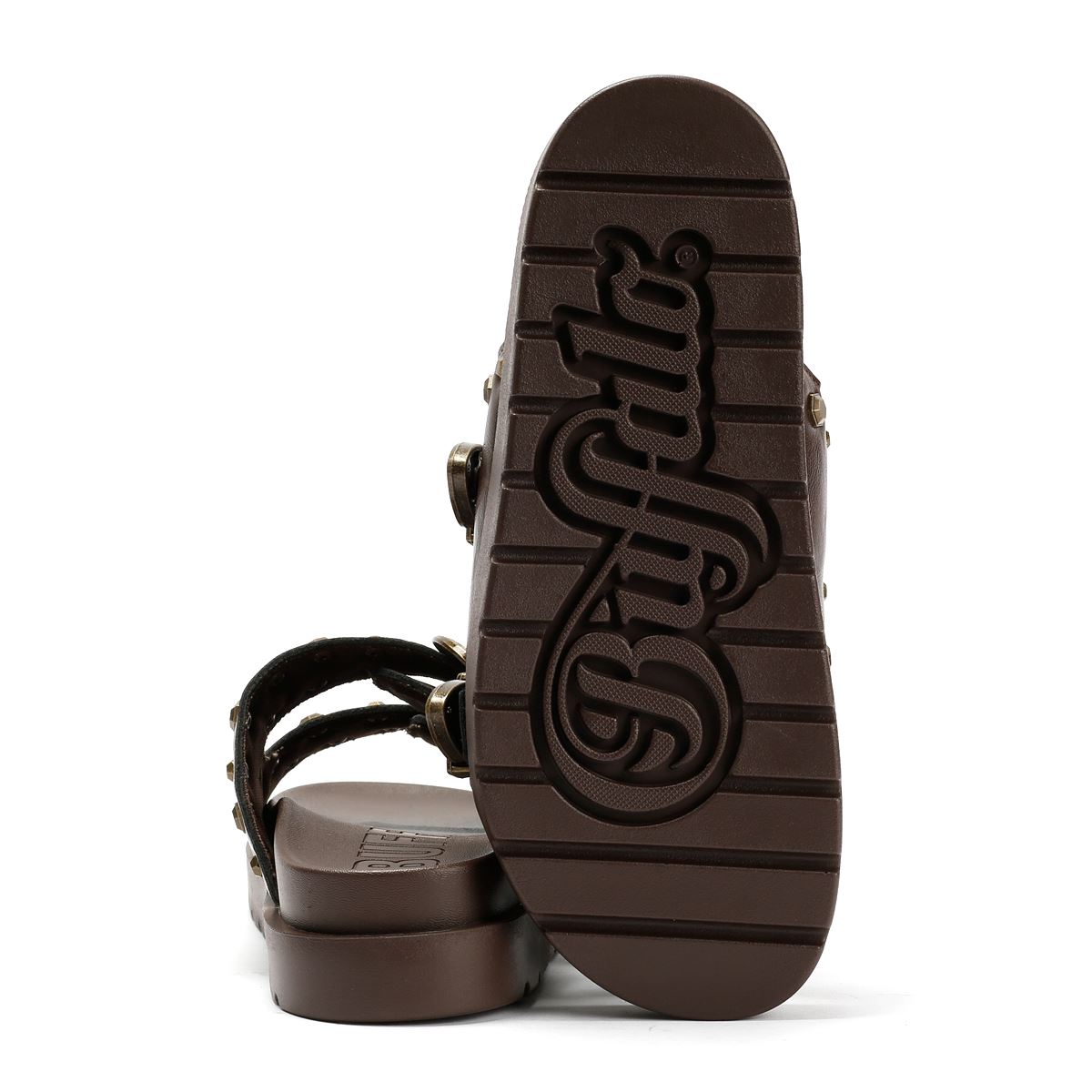 Buffalo Raya Ari West Sandales En Cuir Marron Pour Femmes