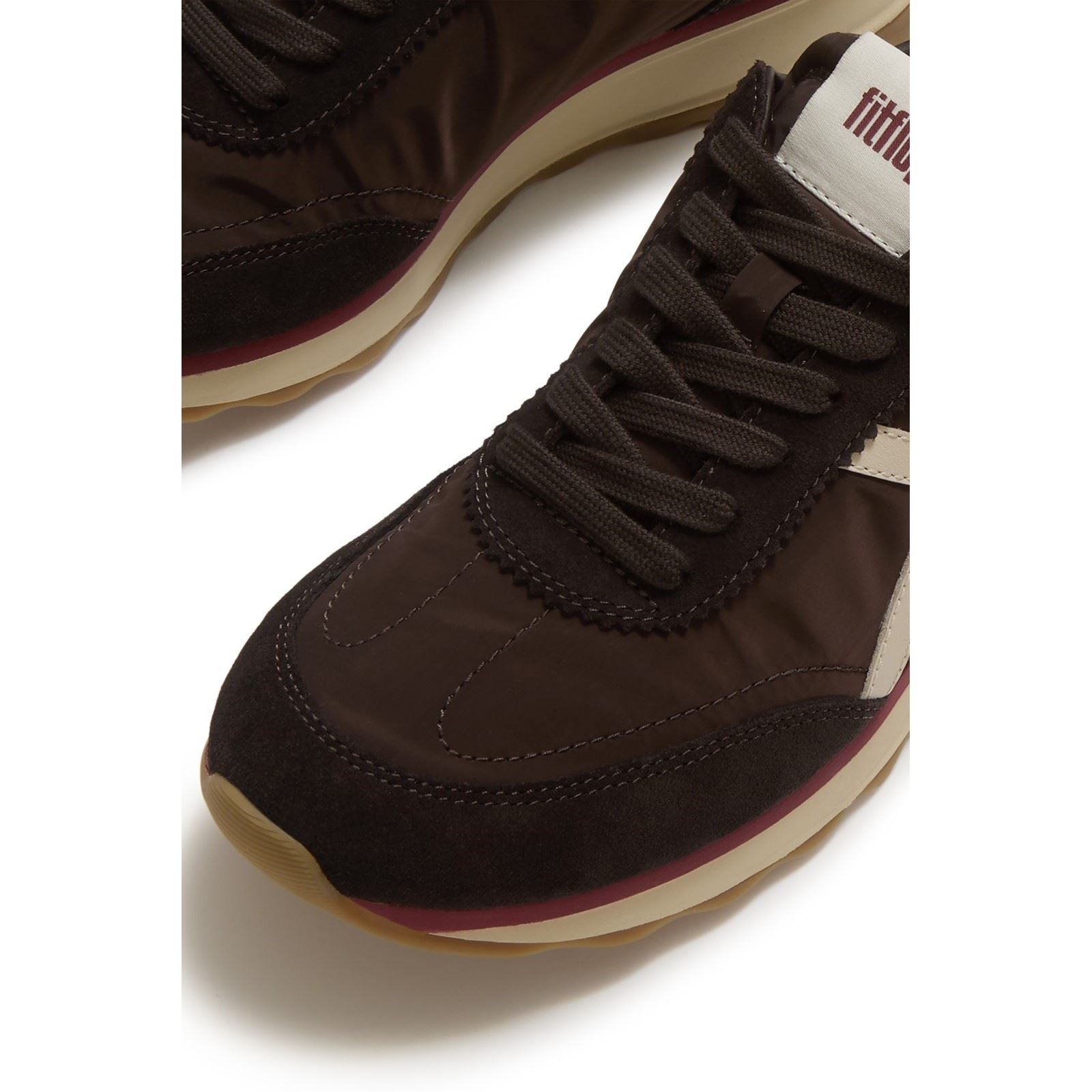 Fitflop Retro-Q FF Baskets En Nylon Pour Femmes Chocolat Brun/Beige Paris