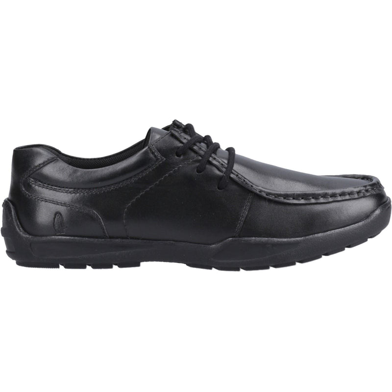Hush Puppies Mackenzie Chaussures Noires Pour Garçons En Cuir À Lacets