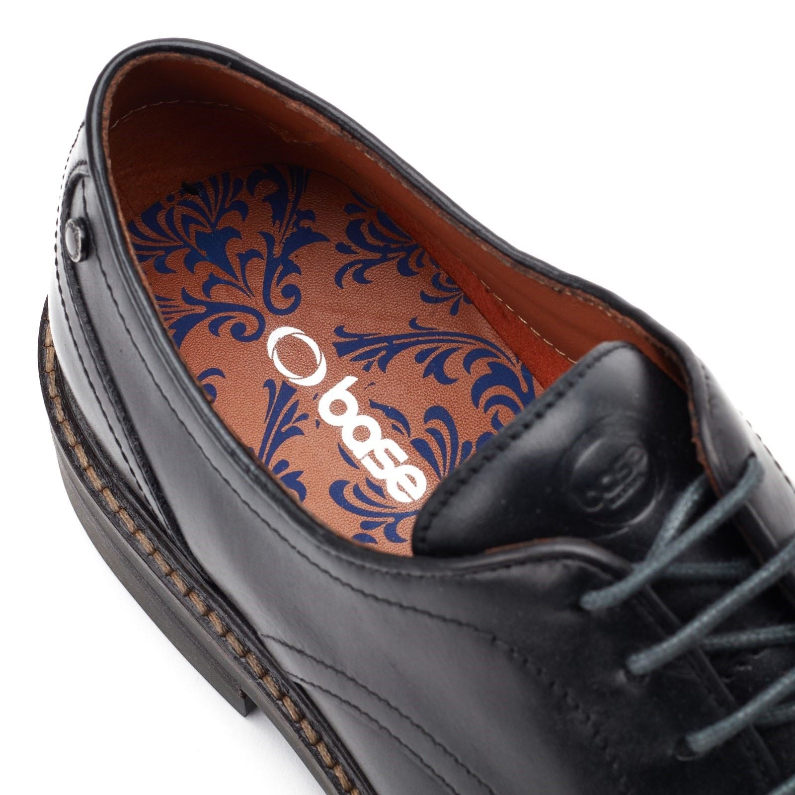 Base London Mawley Chaussures Oxford En Cuir Pour Hommes Noires