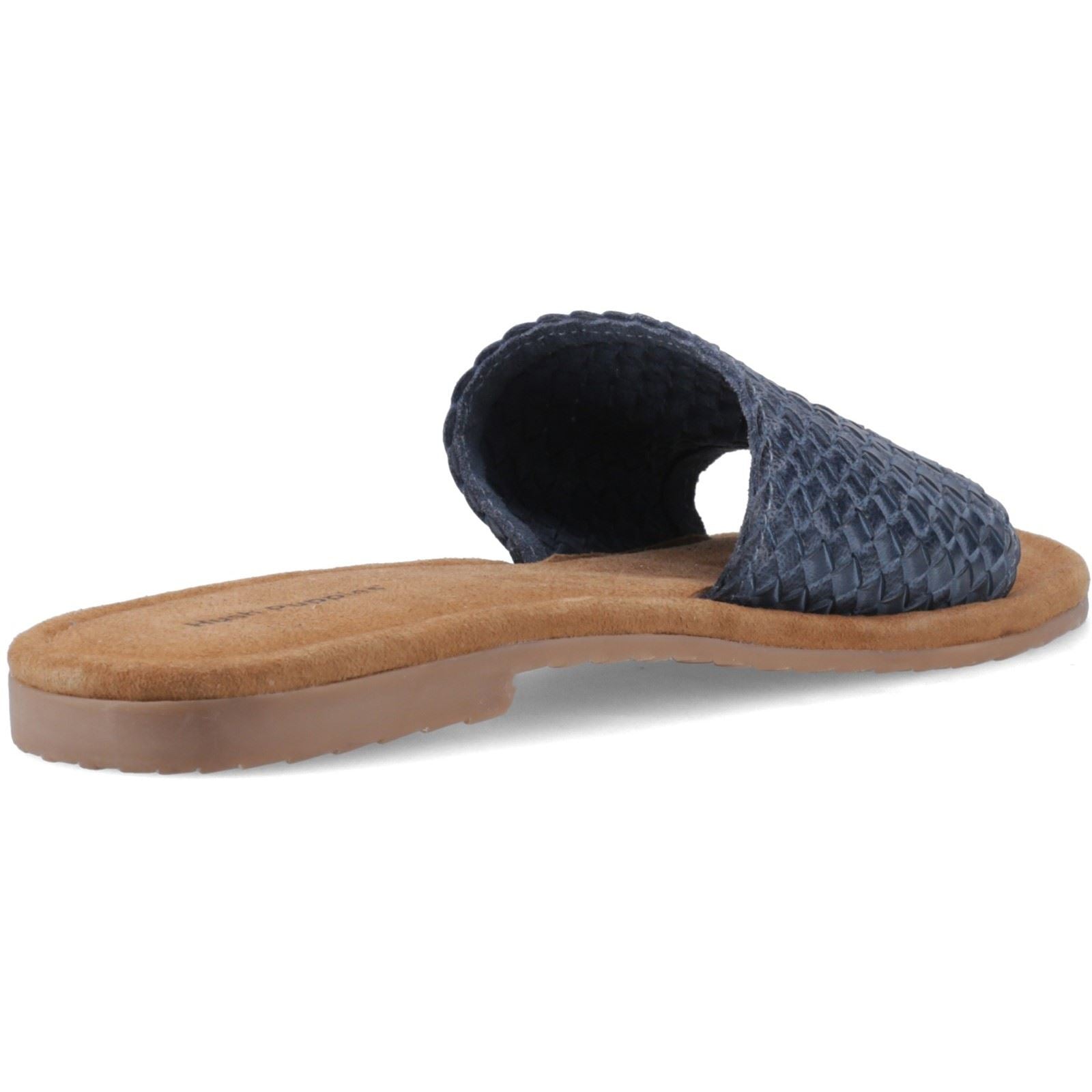 Hush Puppies Hetty Slide Sandales En Cuir Femme Navy Ajustées