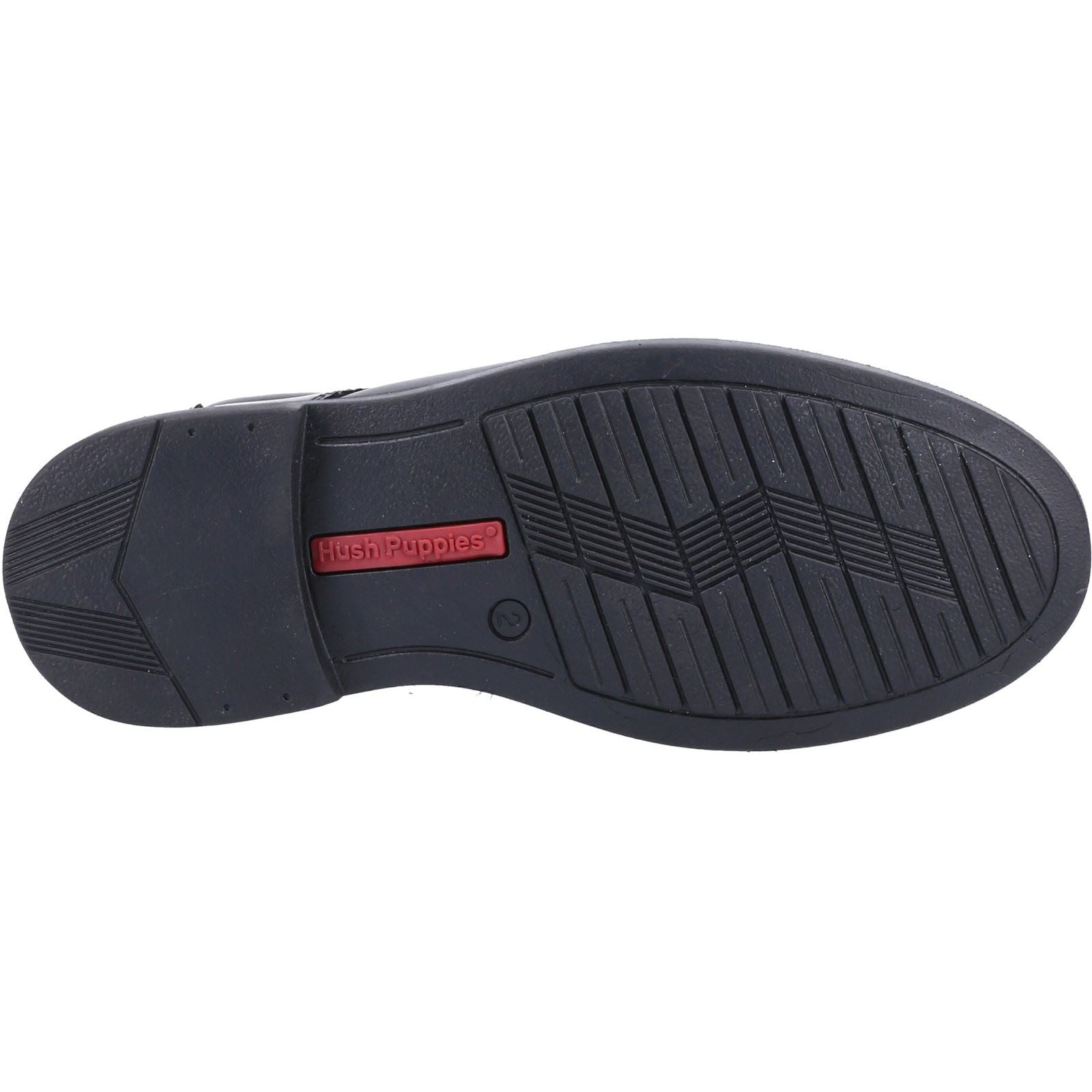 Hush Puppies Tim Junior Chaussures Noires Pour Garçons En Cuir.