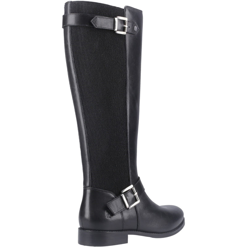 Hush Puppies Daphne Bottes Noires En Cuir Pour Femmes