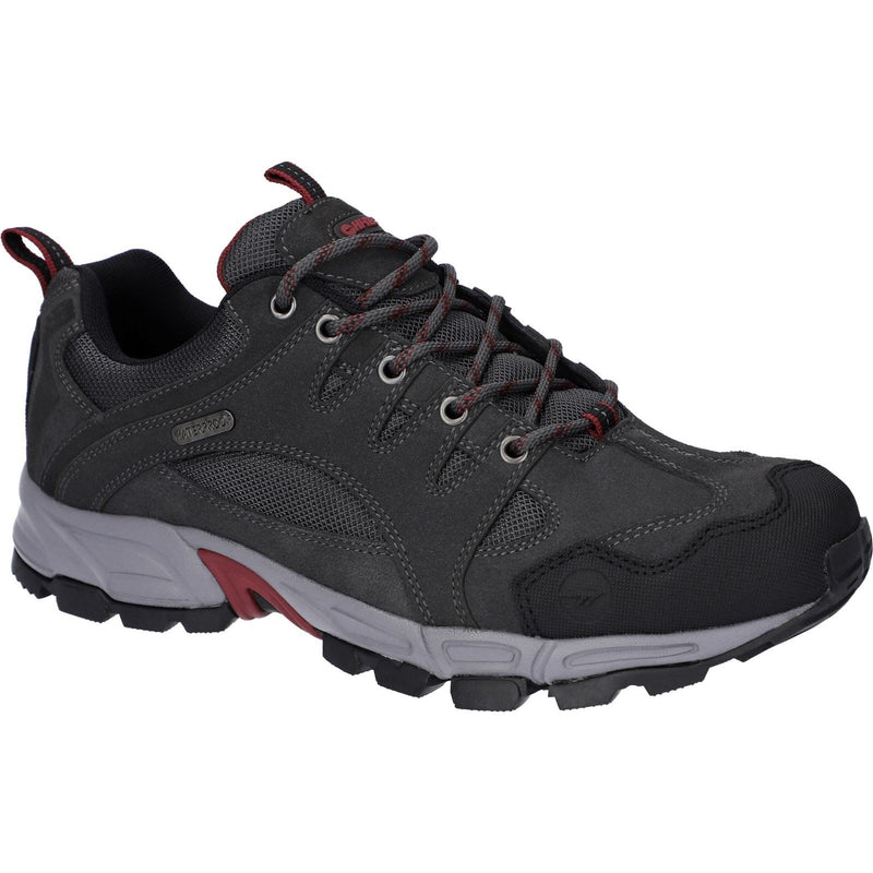 Hi-Tec Auckland Lite Chaussures De Randonnée Pour Homme En Cuir Gris Graphite/rouge Foncé