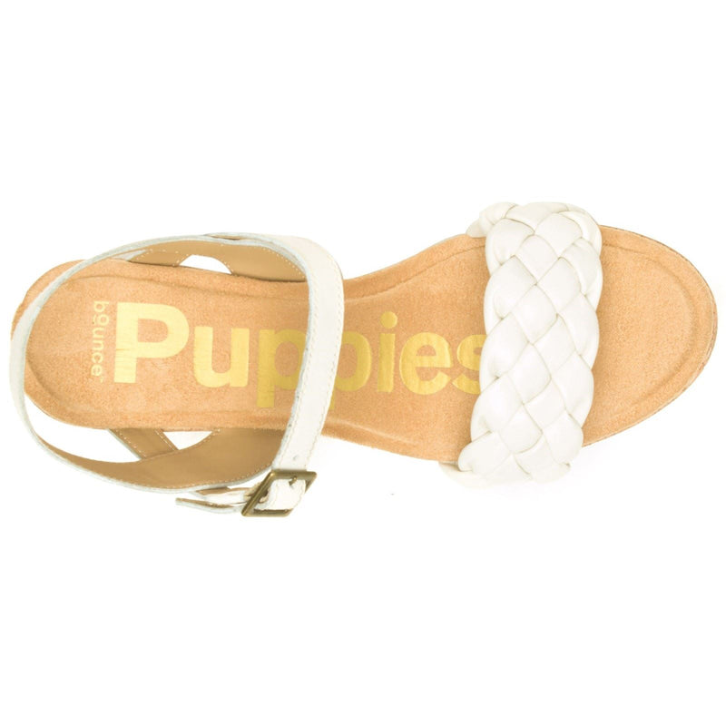 Hush Puppies Poppy Quarter Strap Sandales Blanches Pour Femmes En Cuir