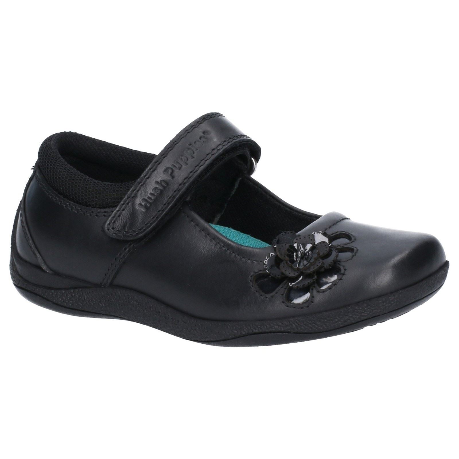 Hush Puppies Jessica Junior Chaussures Noires Pour Filles En Cuir