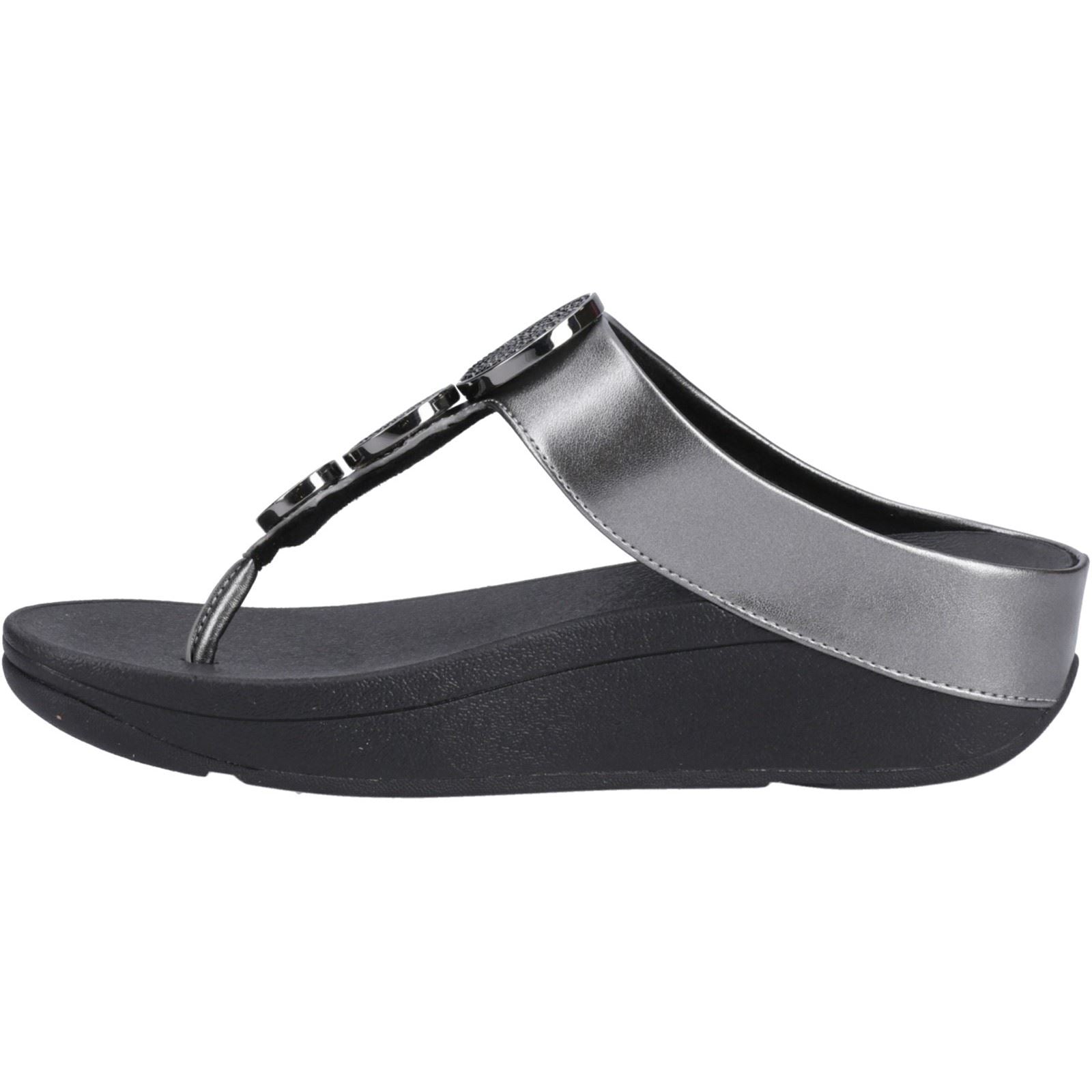 Fitflop Halo Sandales Noires En Métal De Polyuréthane Pour Femmes