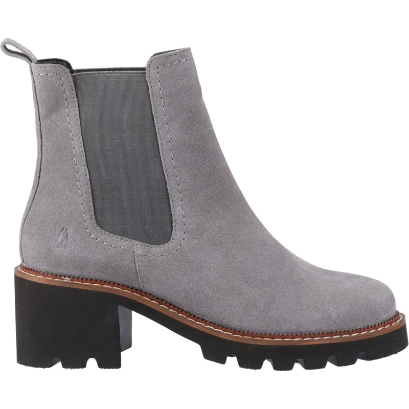 Hush Puppies Gaia Bottes Chelsea À Talons En Cuir Pour Femmes Couleur Gris.