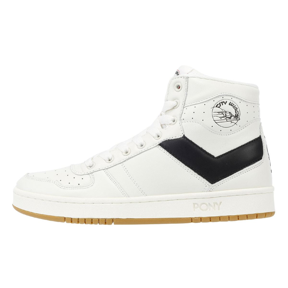 Pony City Wings Hi Des Baskets En Cuir Blanches/Noires