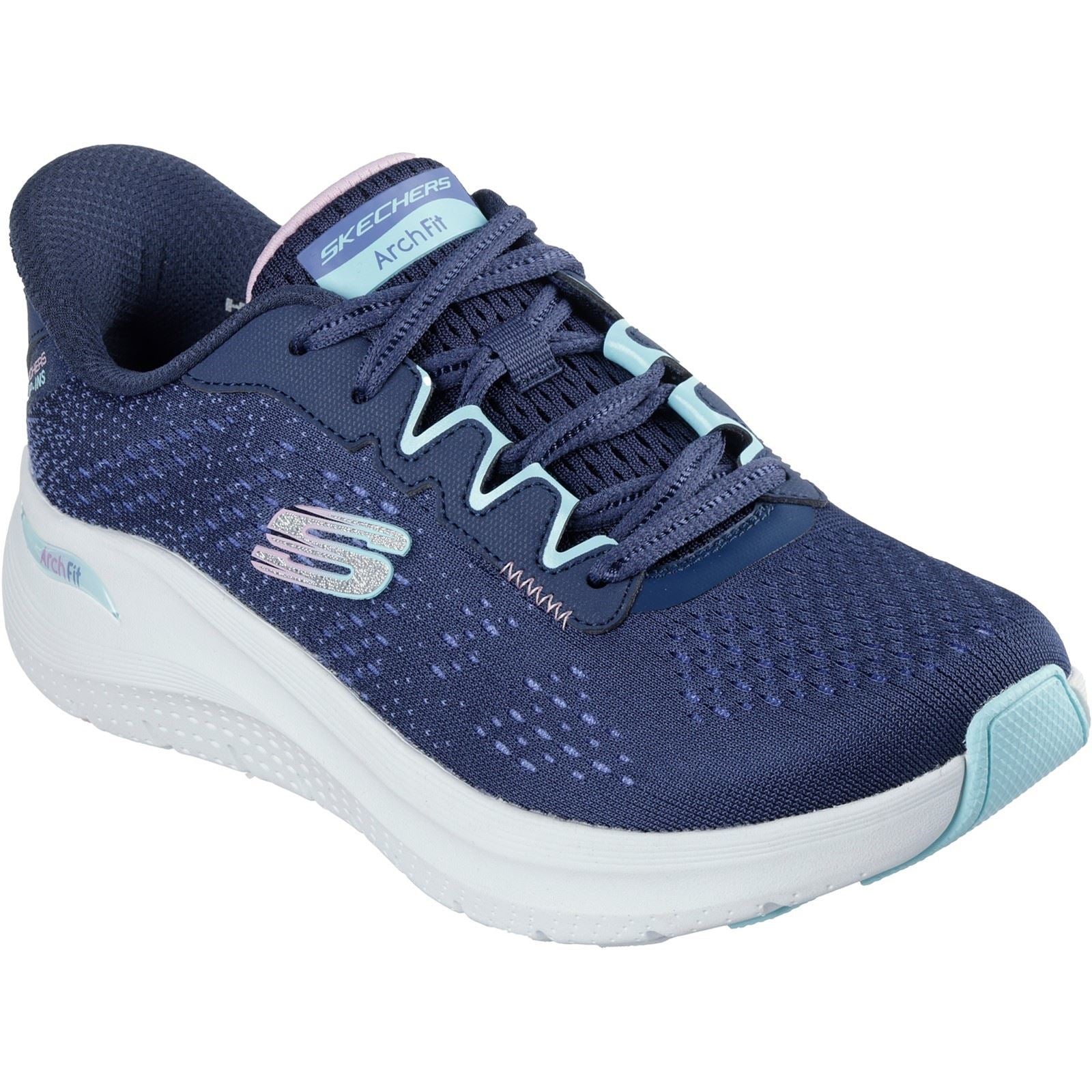 Skechers Arch Fit 2.0 Fresh Pace Baskets Pour Femmes En Textile Bleu Marine/multicolore