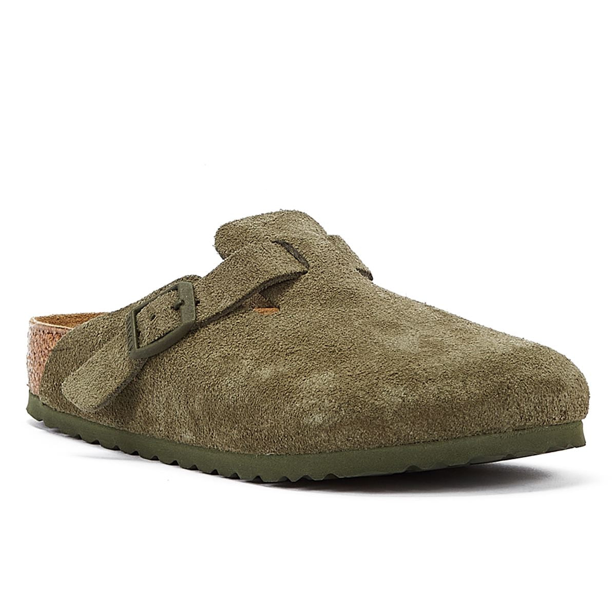 Birkenstock Sabots En Cuir Suédé Vert Thym Boston