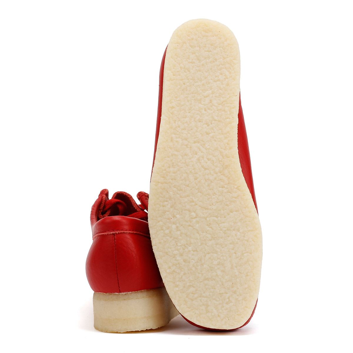 Clarks Originals Wallabee Chaussures Rouges En Cuir Pour Femmes