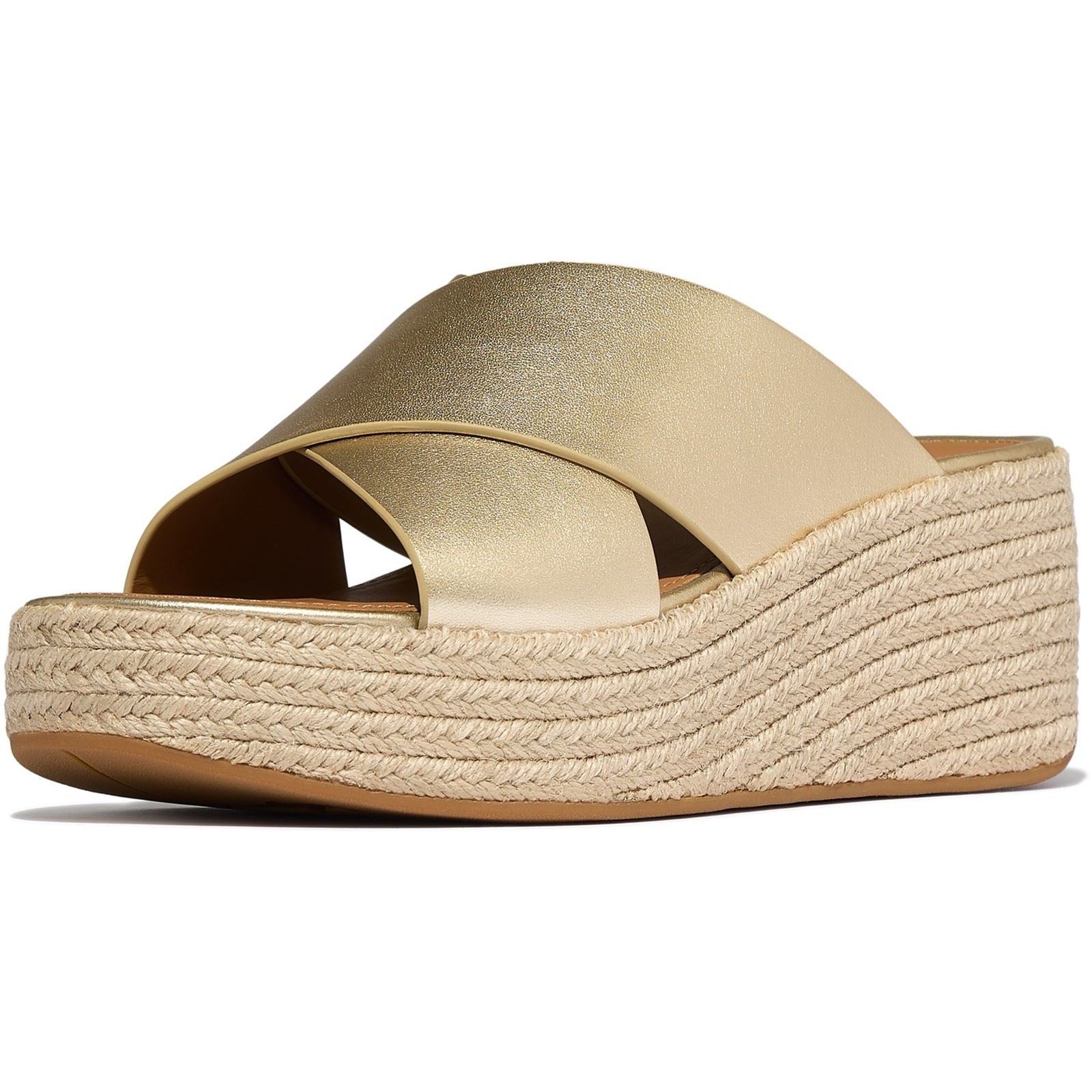 Fitflop Platfforms Sandales Platino En Cuir Pour Femmes