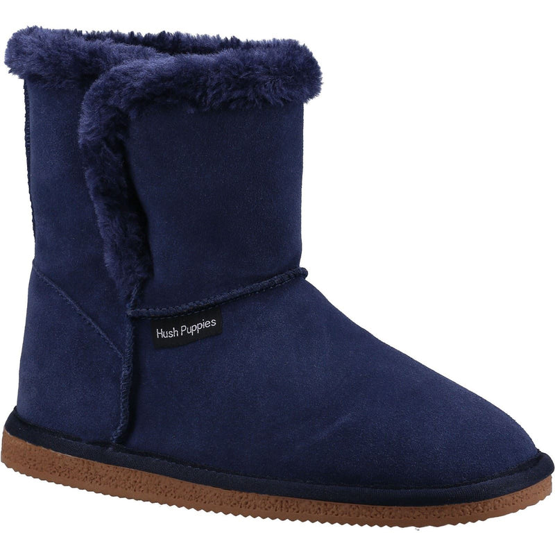 Hush Puppies Ashleigh Chaussons En Fausse Fourrure Pour Femmes, Bleu Marine