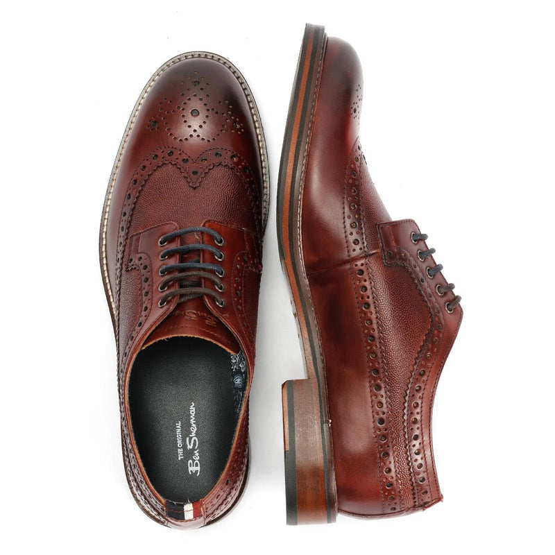 Ben Sherman Archie Brogue Chaussures En Cuir Pour Hommes Brunes À Lacets