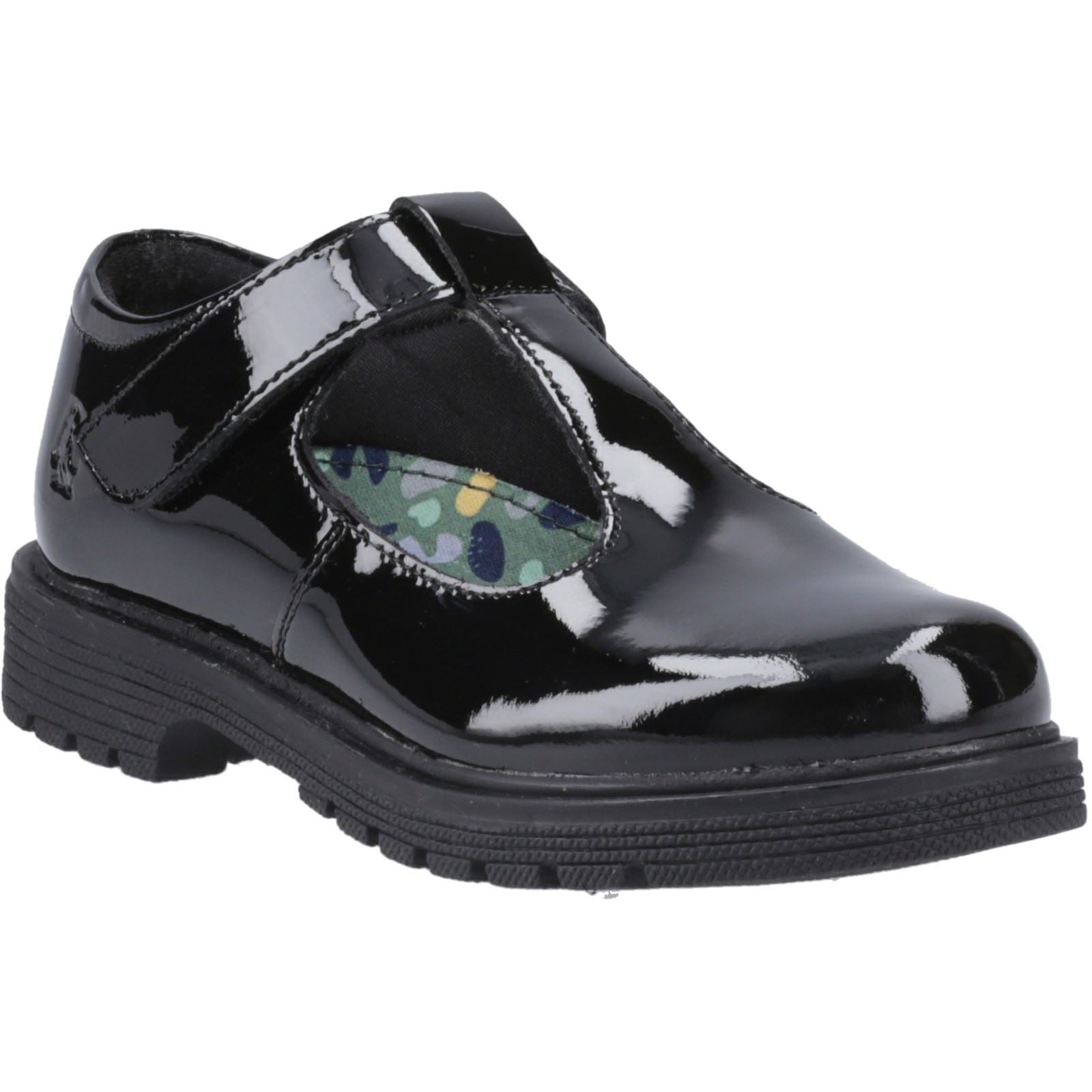Hush Puppies Gracie Junior Patent Chaussures Noires En Cuir Verni Pour Filles