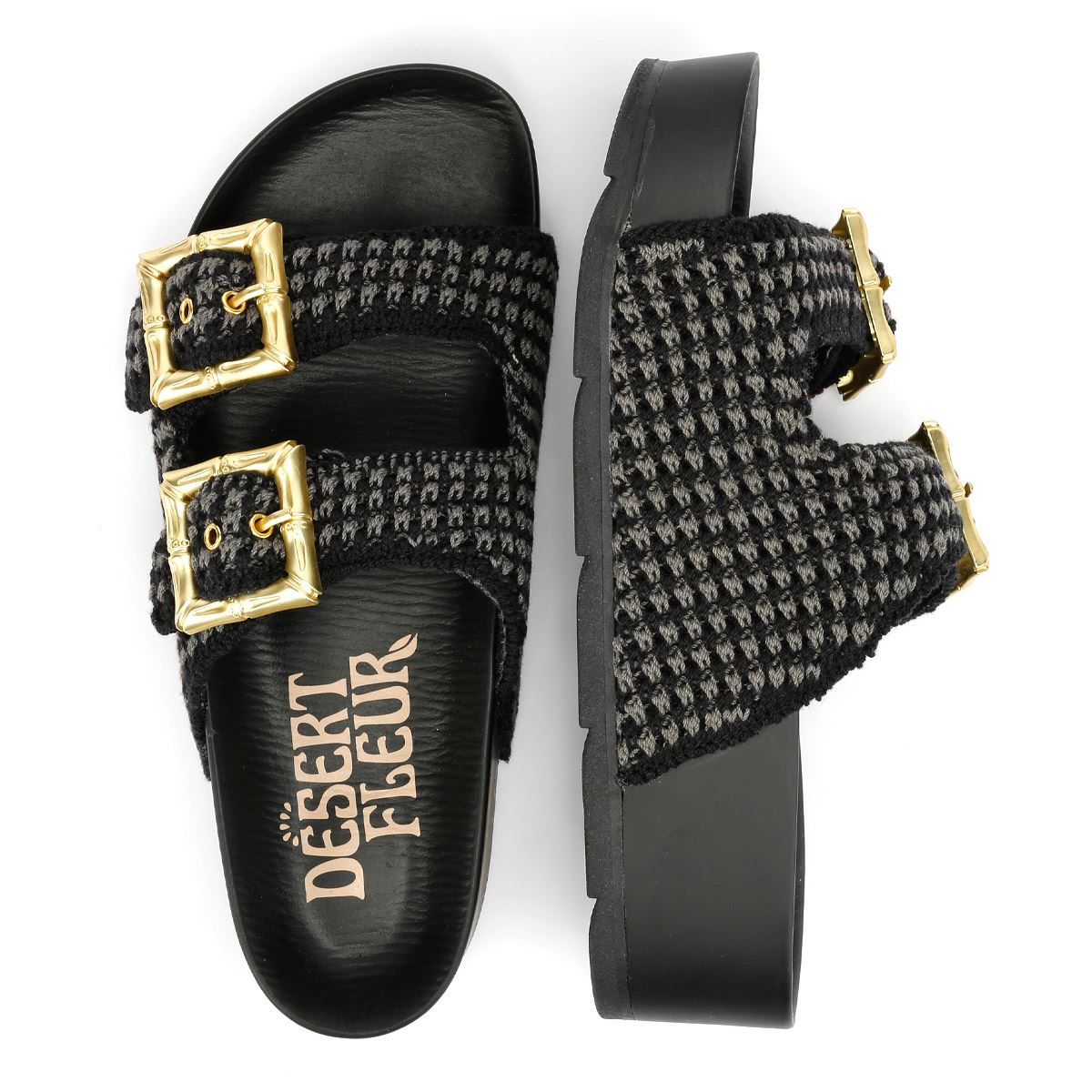 Desert Fleur Super Sandales Noires Pour Femmes