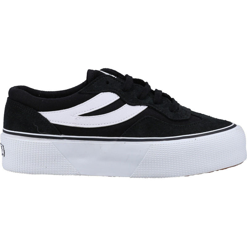 Superga 3041 Revolley Colorblock Platform Baskets Pour Femmes En Cuir Noir/Blanc