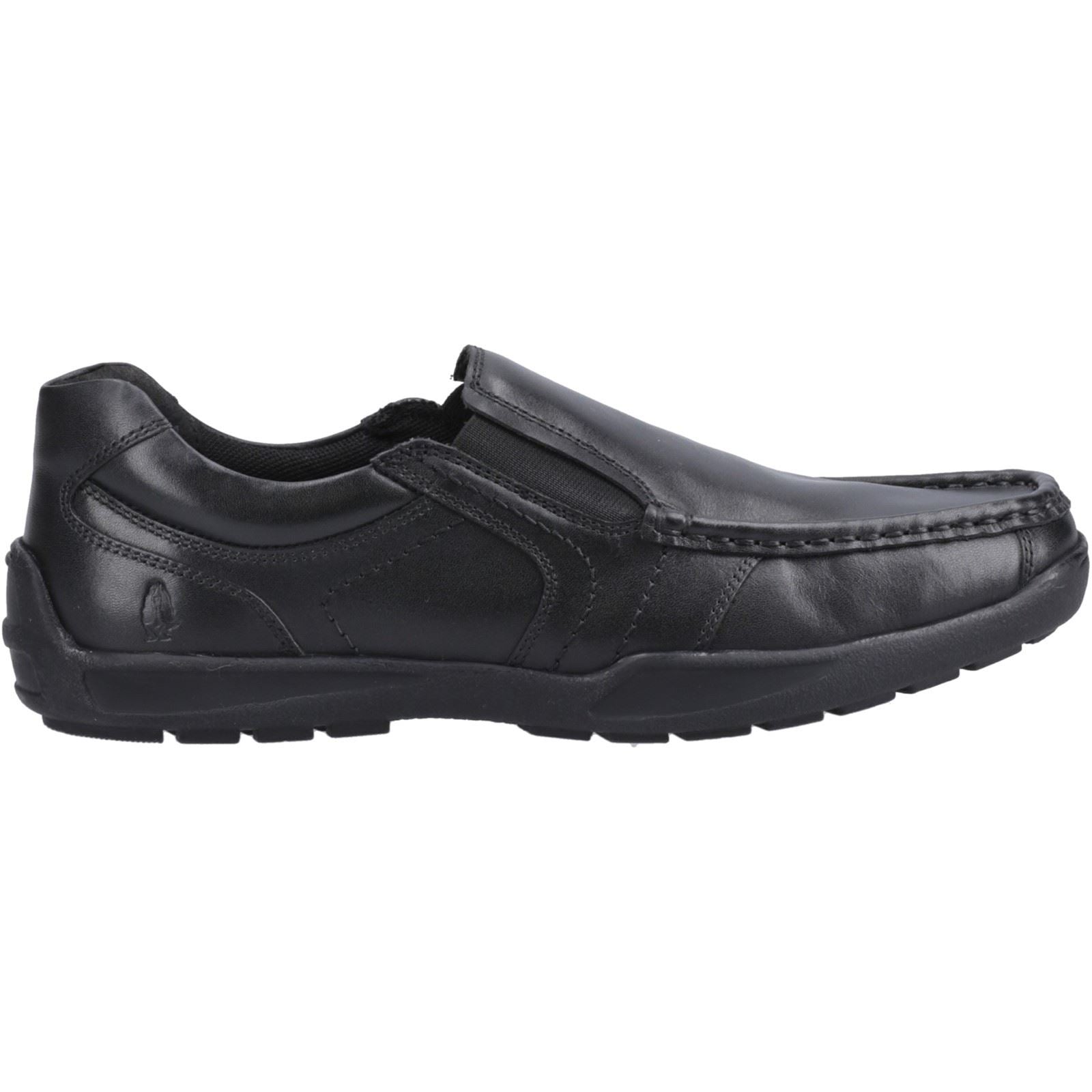 Hush Puppies Morgan Chaussures Noires Pour Garçons En Cuir