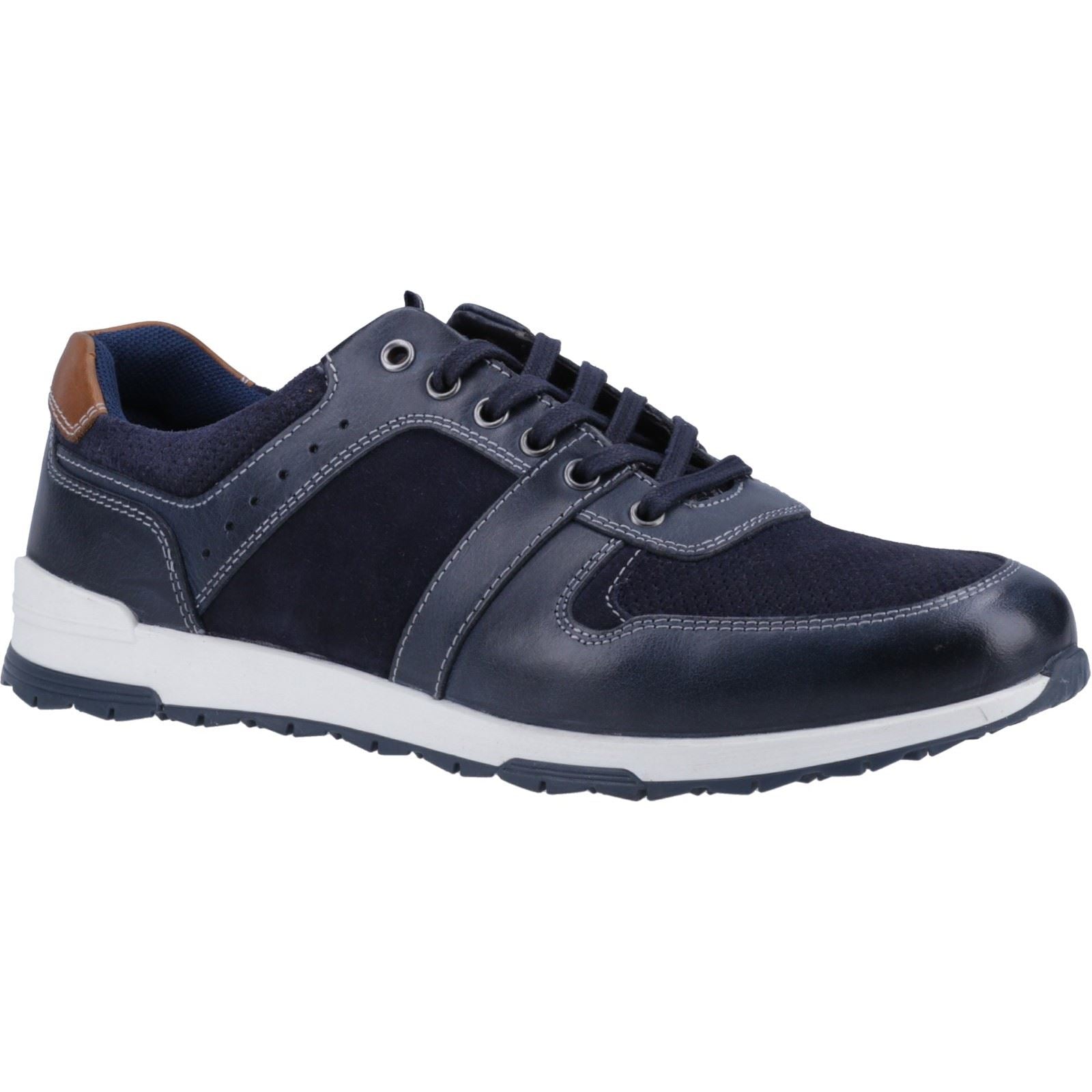 Hush Puppies Christopher Baskets En Cuir Pour Homme, Bleu Marine.