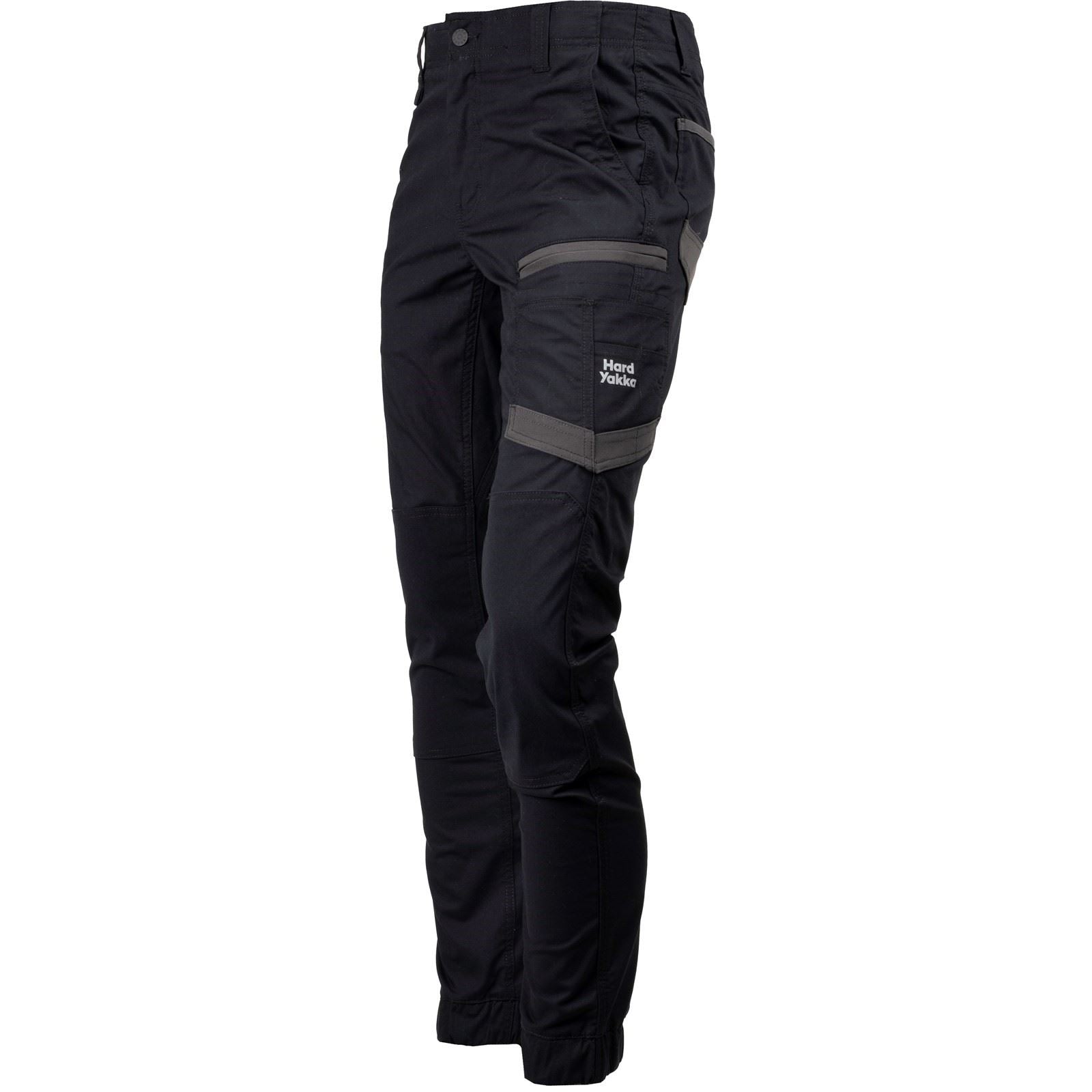 Hard Yakka Raptor Cuff Pantalons Noirs En Coton Pour Hommes - Extérieur