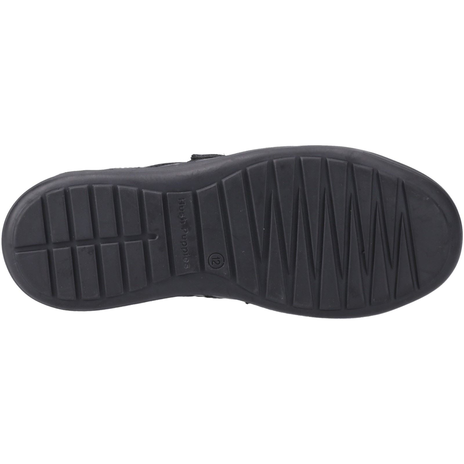 Hush Puppies Sully Chaussures Noires Pour Garçons En Cuir.