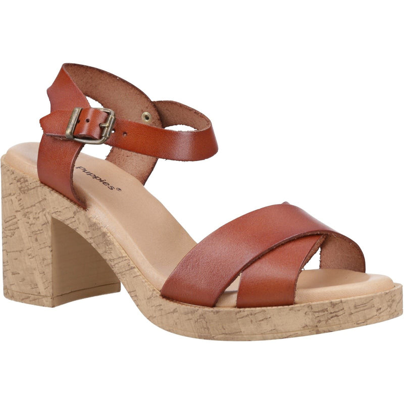 Hush Puppies Georgia Cork Sandales En Cuir Pour Femme Couleur Tan