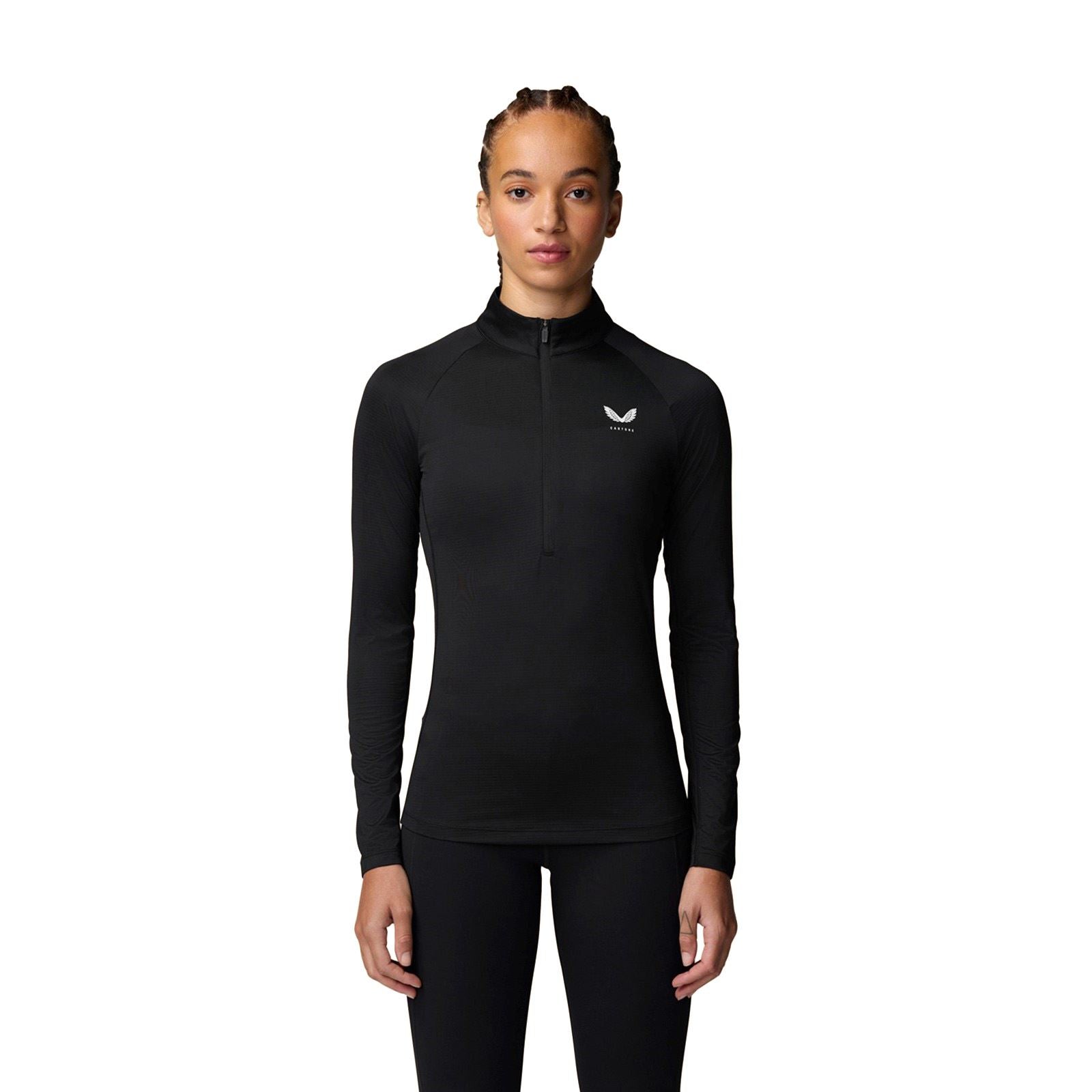 Castore 1/2 Zip Long Sleeve Top T-Shirts Actifs Pour Femmes En Polyester Noir
