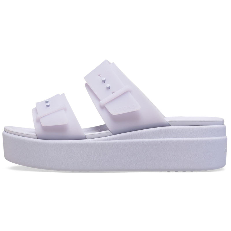 Crocs Brooklyn Buckle Low Wedge Sandales Violettes Pour Femmes