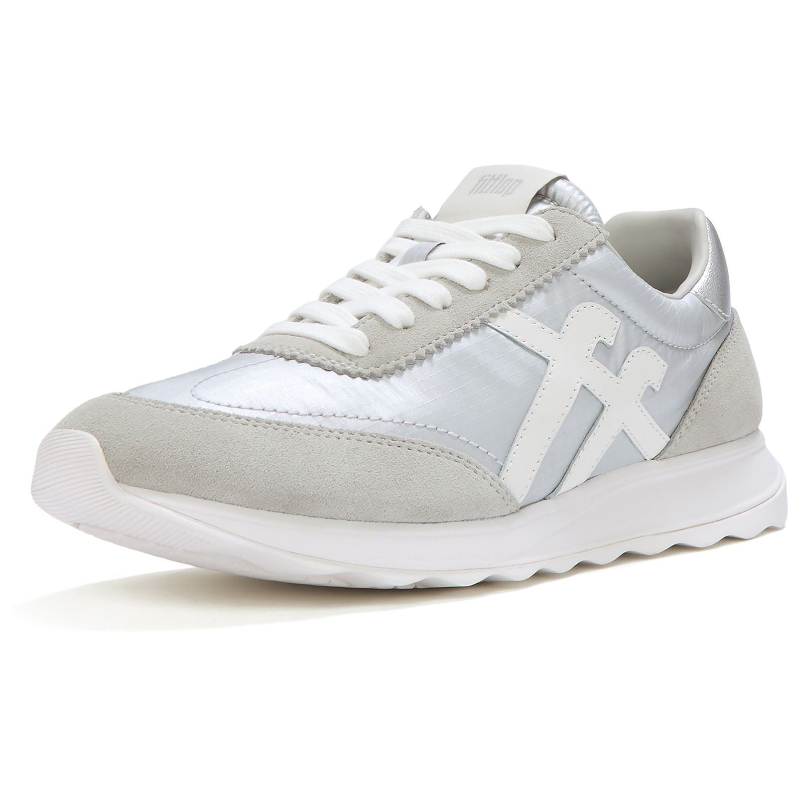 Fitflop Retro-Q FF Baskets En Nylon Pour Femmes Argentées/Blanches Urbaines
