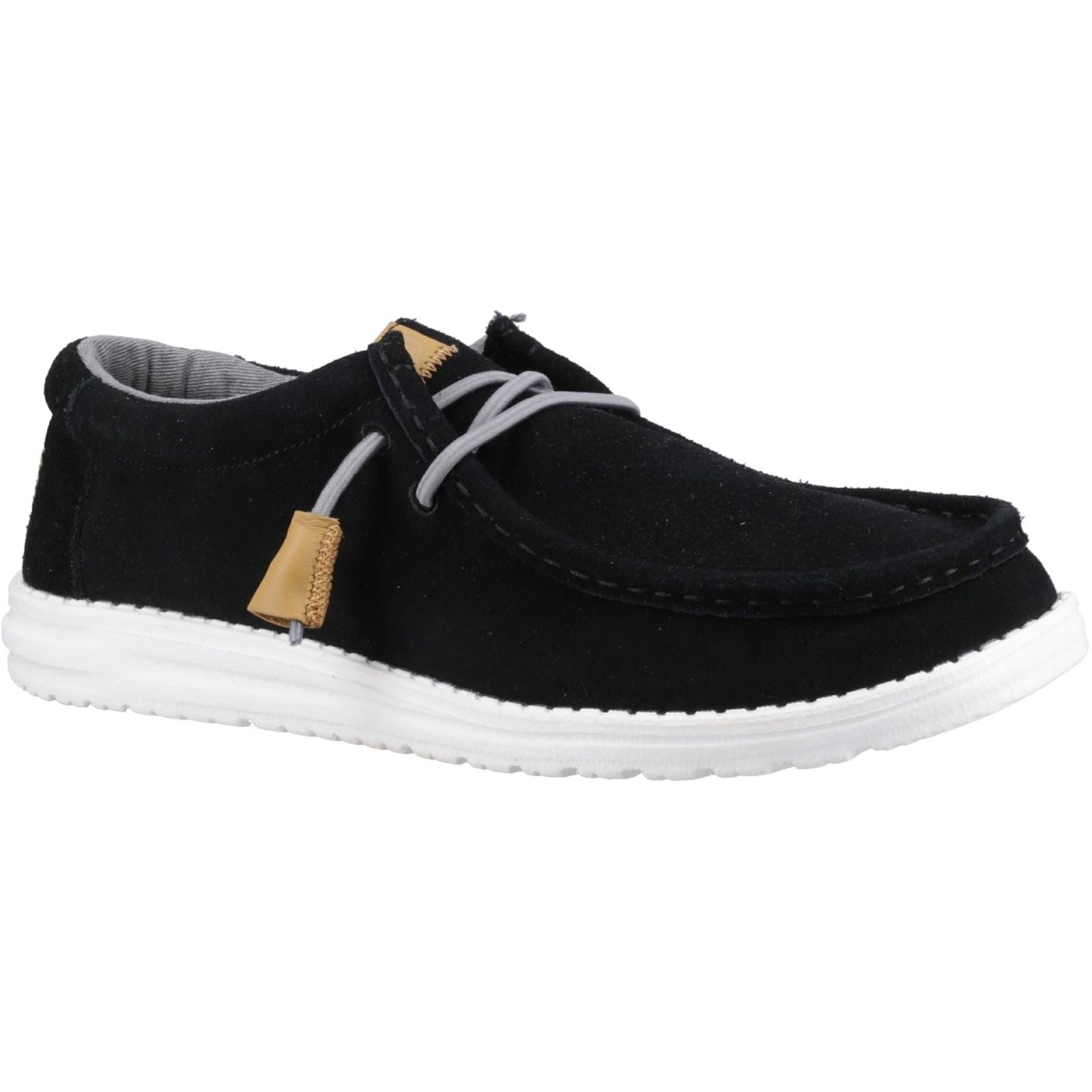 HEYDUDE Wally Craft Chaussures Bateau Noires Pour Homme En Cuir