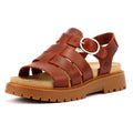 Timberland Clairemont Way Fisherman Sandales Rouges En Cuir Pour Femmes