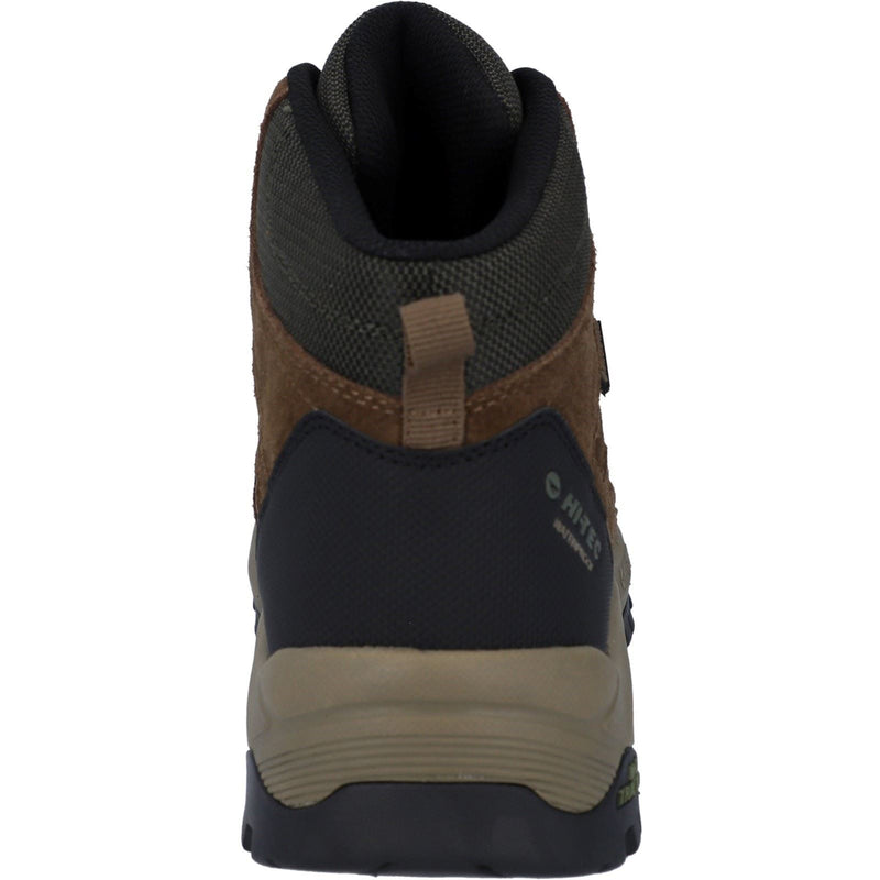 Hi-Tec Bandera Expedition Mid Wide Chaussures De Randonnée Pour Homme En Cuir Brun Fumé/kaki