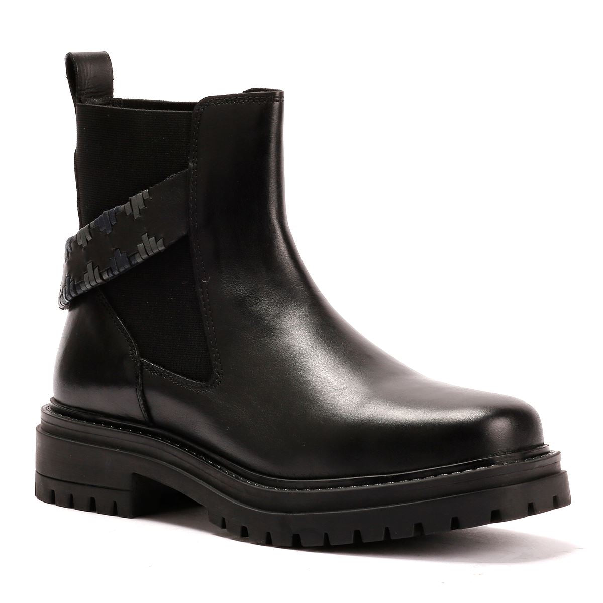 Osprey London The Guildford Chelsea Bottes Noires En Cuir Pour Femmes