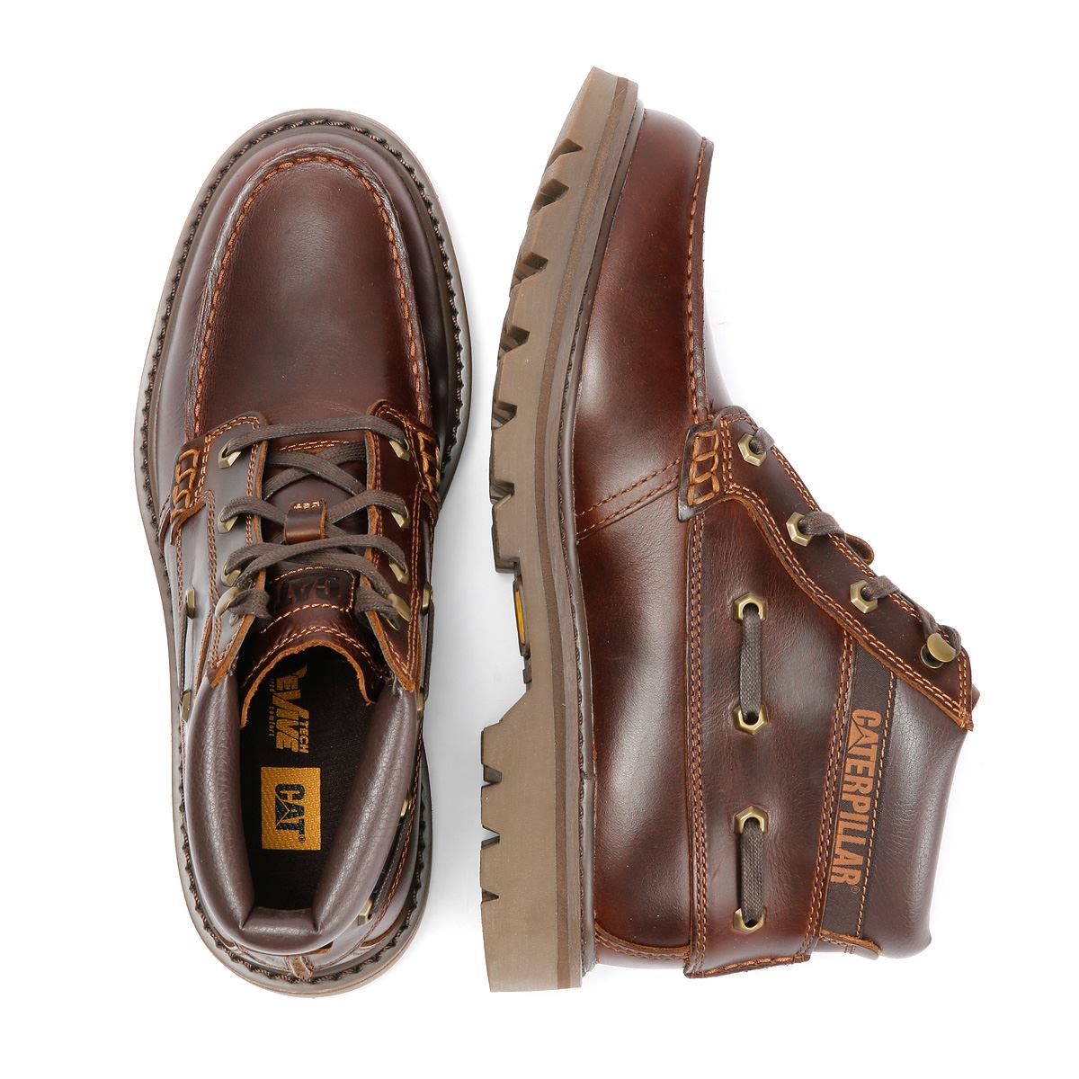 Caterpillar Colorado Boat Mid Bottes En Cuir Pour Hommes Marron
