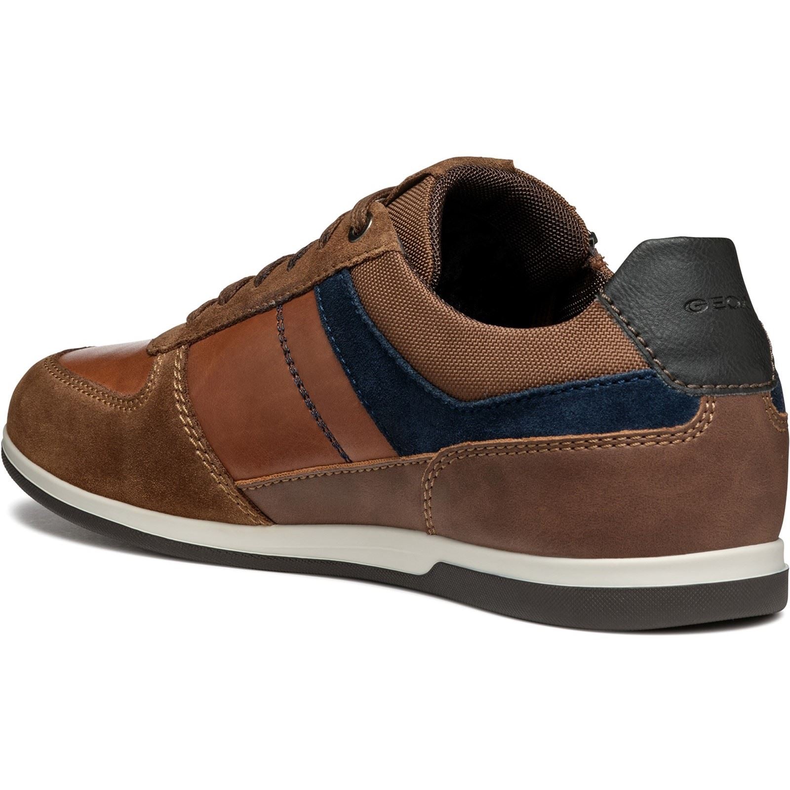 Geox U Renan B Baskets Brown/Navy Pour Hommes Suede