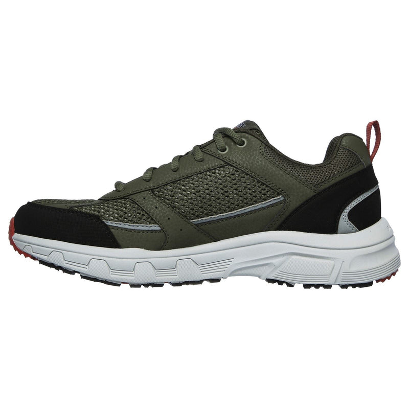 Skechers Oak Canyon Verketta Baskets Pour Hommes En Cuir Olive/Noir