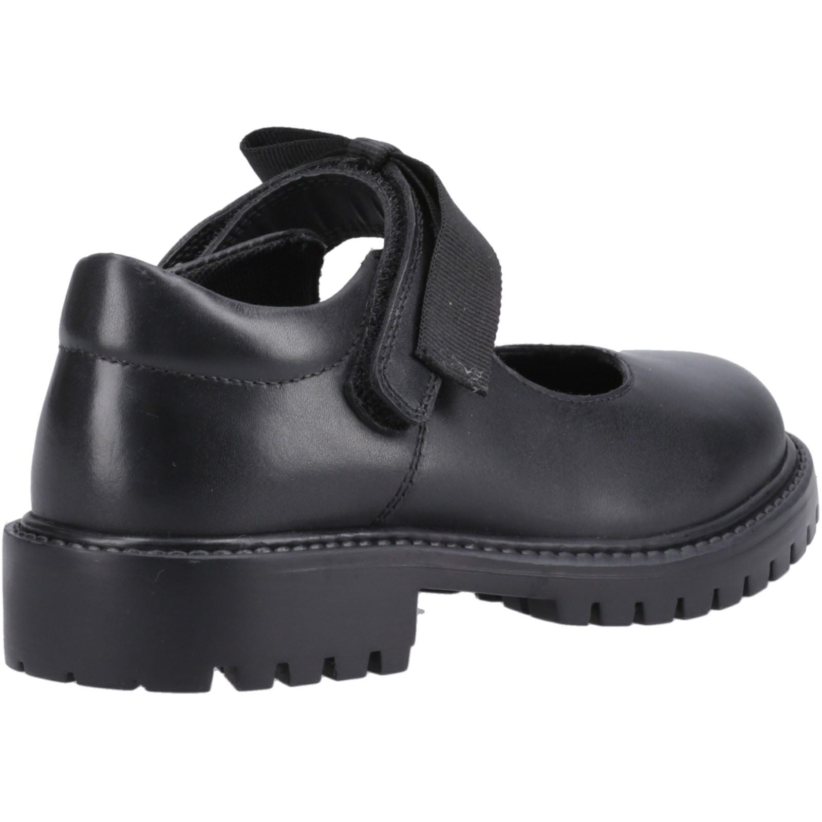 Hush Puppies Astrid Bow Chaussures Noires Pour Filles En Cuir