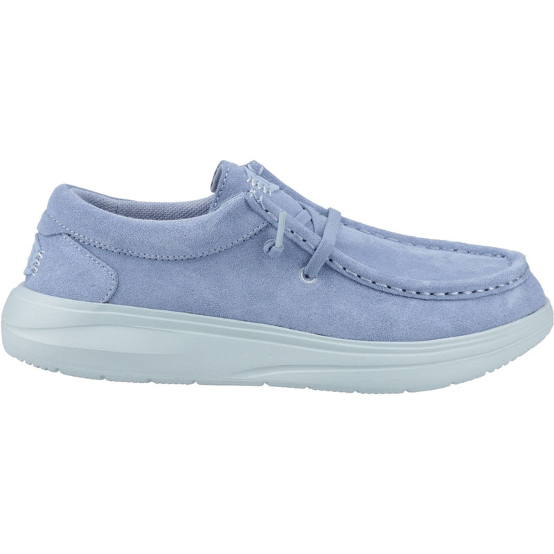 HEYDUDE Wendy COMF Suede Chaussures Mocassins En Cuir Pour Femmes, Denim Délavé/Bleu Nuage