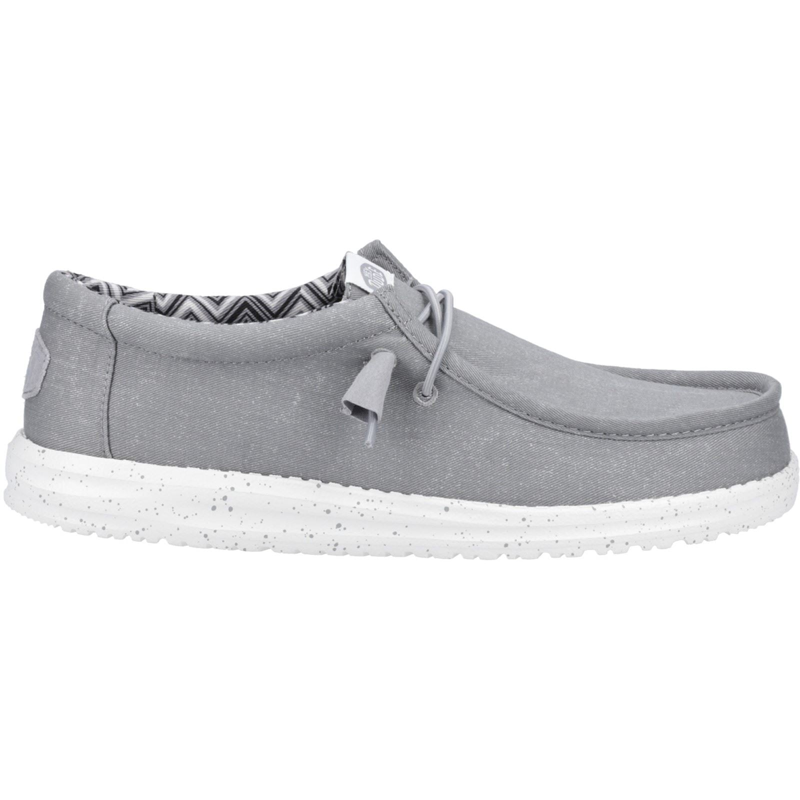 HEYDUDE Wally Canvas Chaussures Bateau Pour Hommes En Coton 100 % Gris Clair