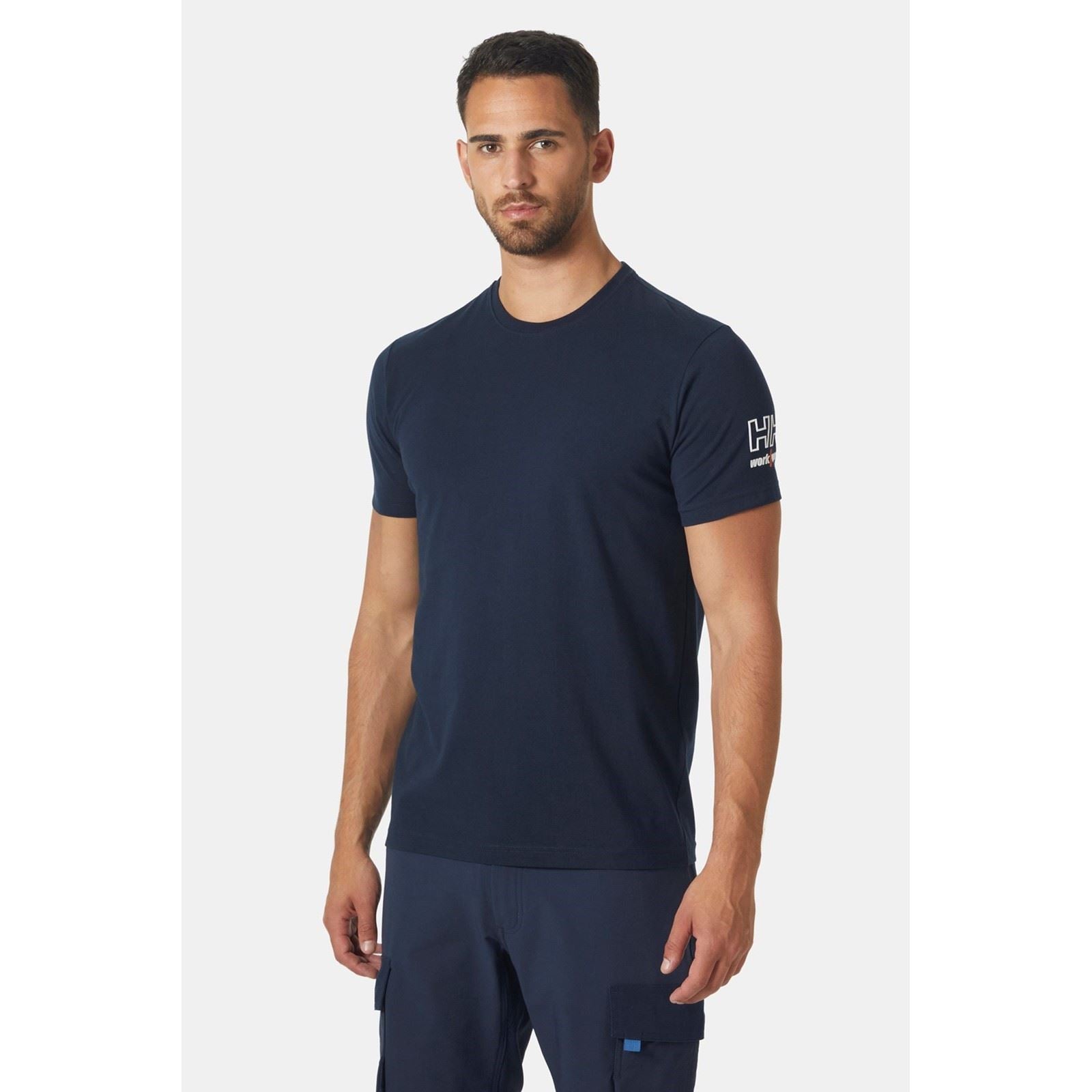 Helly Hansen Workwear Kensington T-Shirts Pour Hommes En Coton Bleu À Manches Courtes