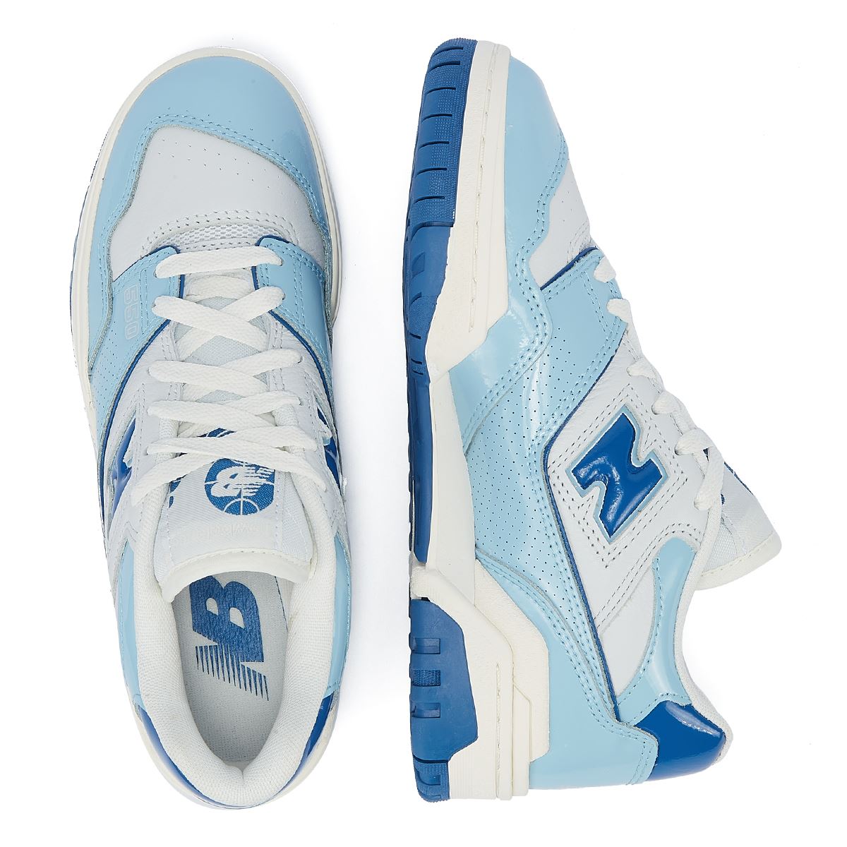 New Balance 550 Baskets Blanches/Bleues En Chrome Breveté