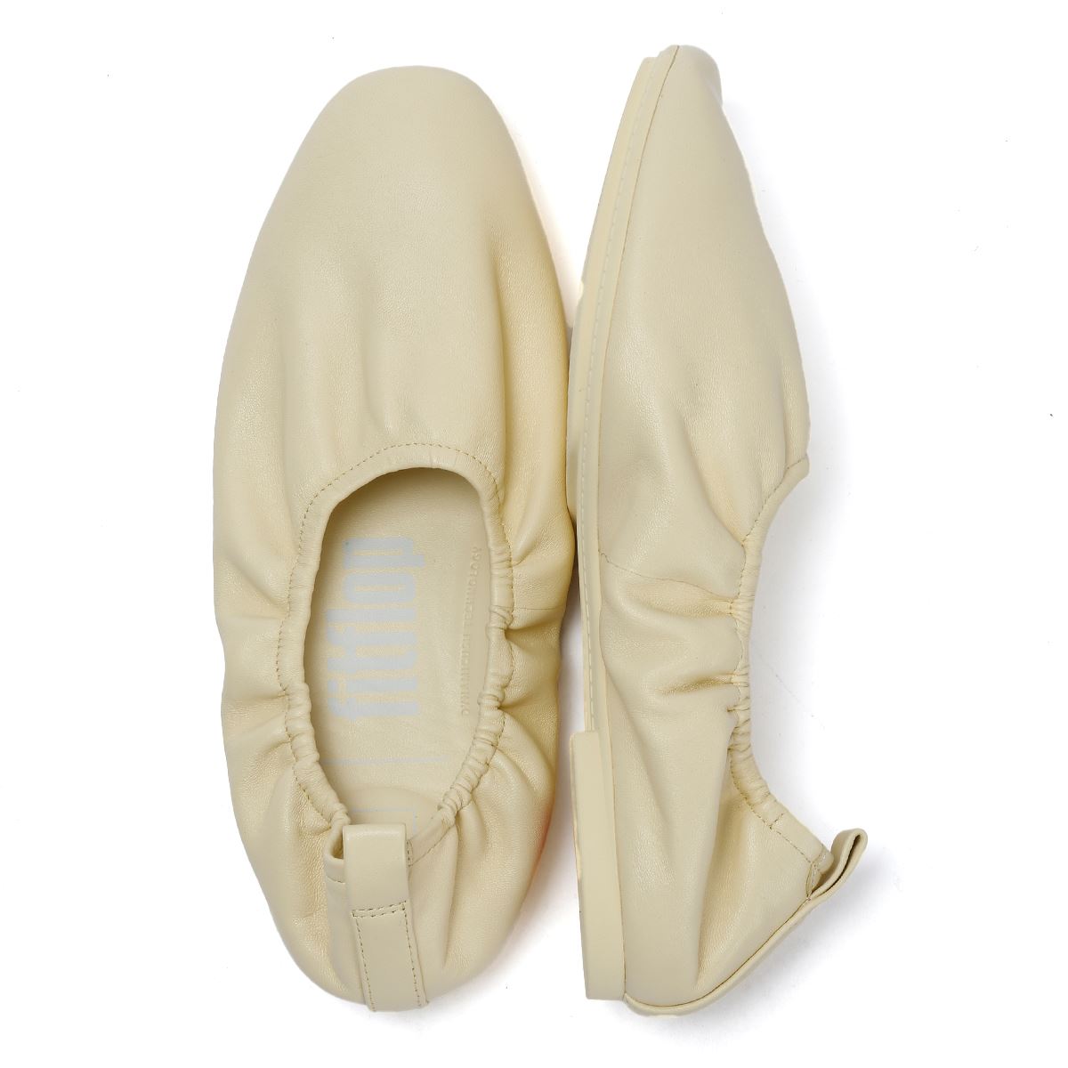 FitFlop X Pantone Delicato Ballerina Chaussures En Cuir Jaunes Pour Femmes