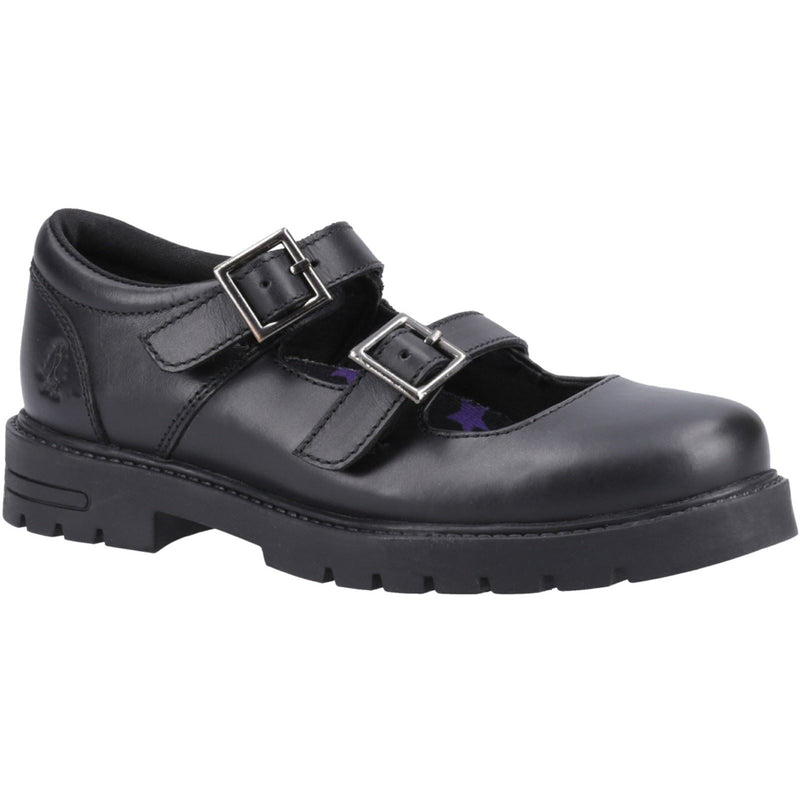 Hush Puppies Ella Senior Chaussures Noires Pour Filles En Cuir