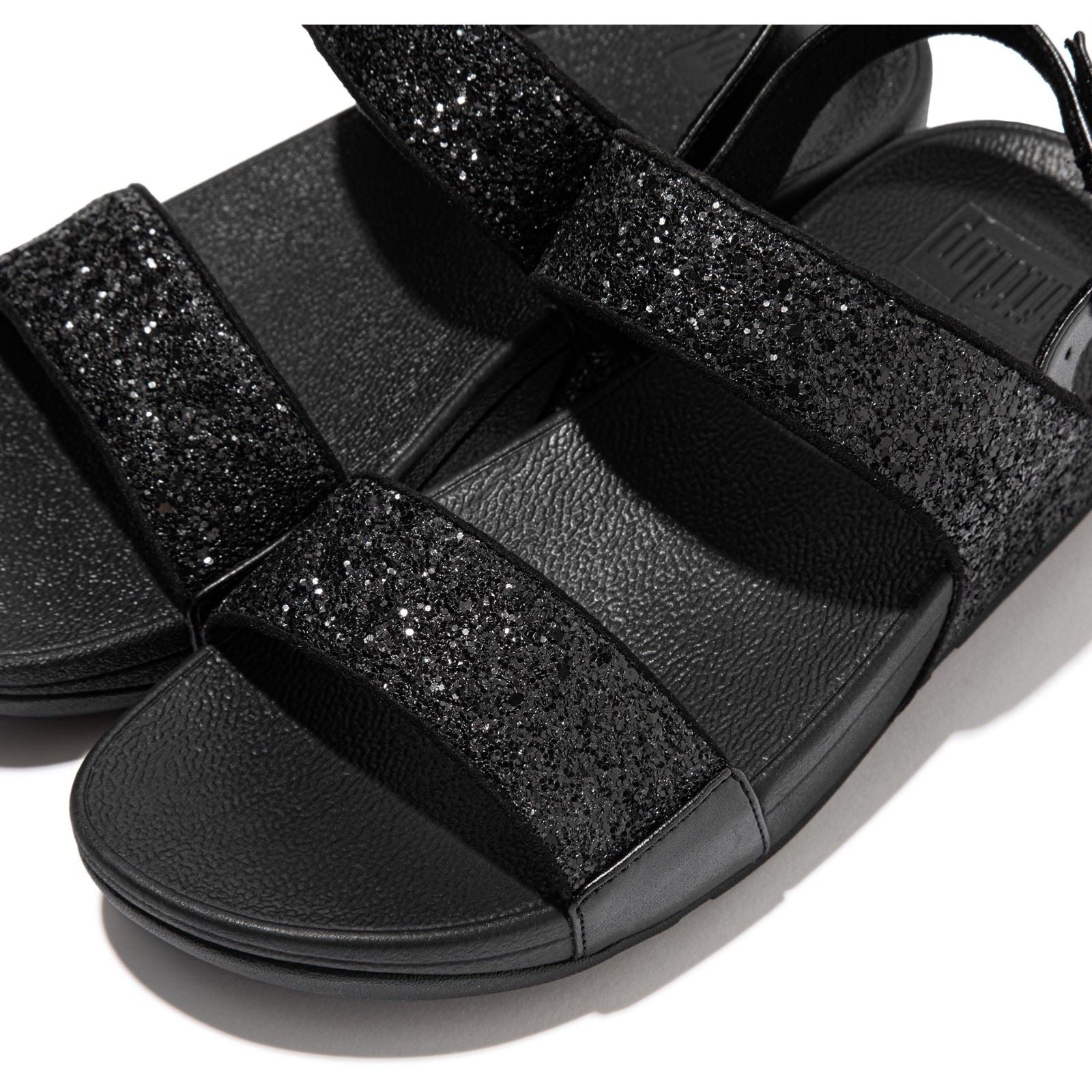 Fitflop Lulu Glitter Sandales À Paillettes Noires En Polyuréthane Pour Femmes