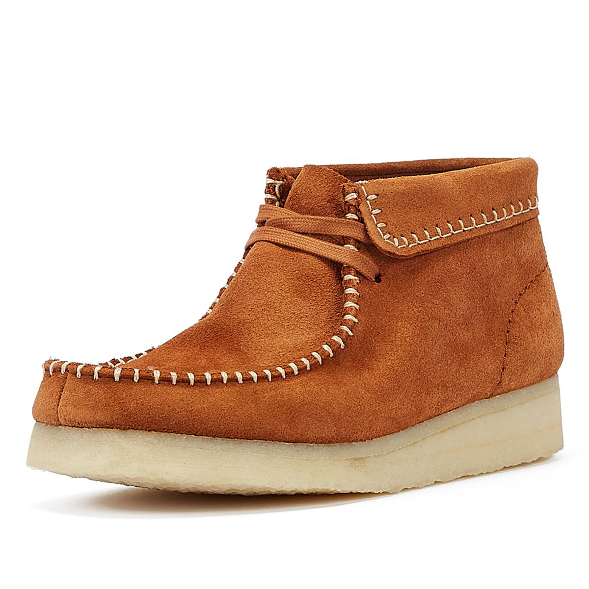 Clarks Bottes Murales Wallabee En Daim Couture Femme Couleur Ginger.
