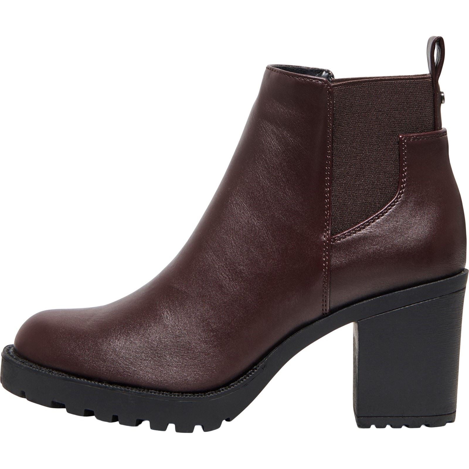 ONLY Barbara Bottines Chelsea À Talons Pour Femmes En Polyuréthane Marron Chocolat